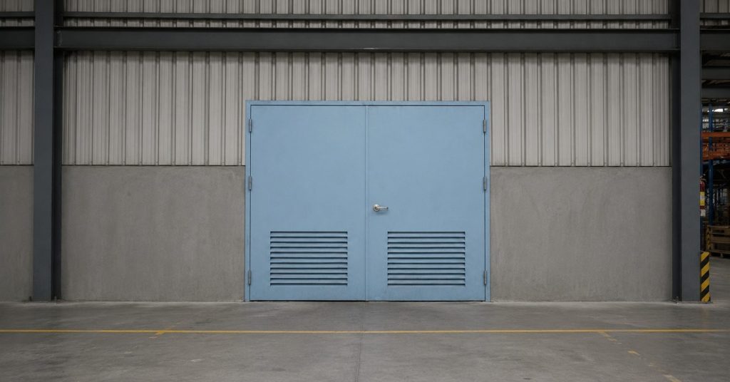 Pintu besi gudang with louvre